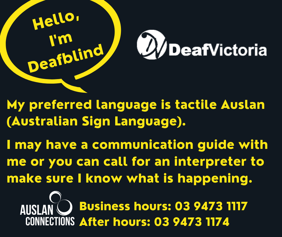 Deaf Victoria - Mask Graphic for Deafblind - Yellow #3 card